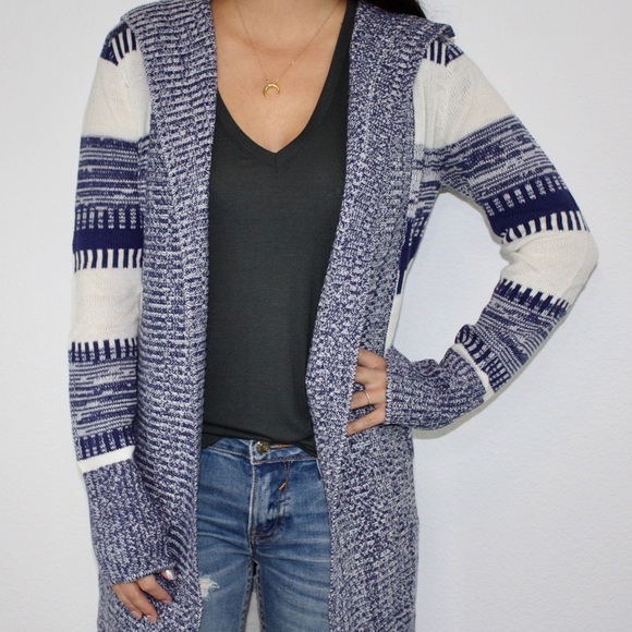 Long, hooded knit cardigan - Picture 2 of 2